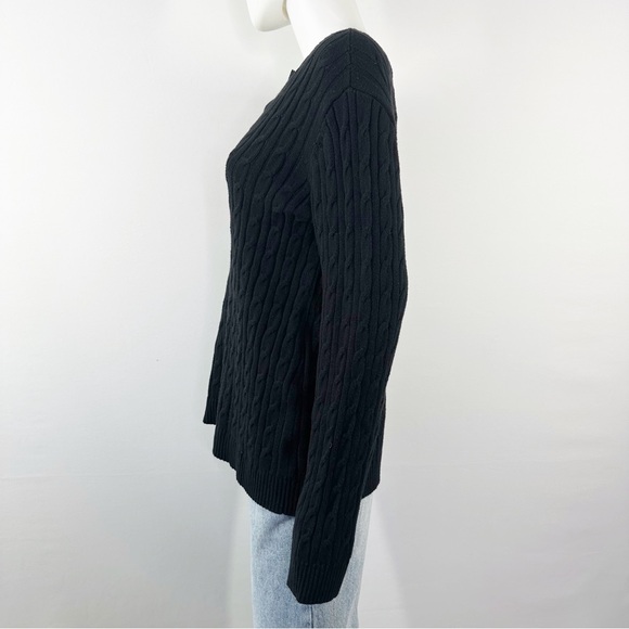 Charter Club Black Cable Knit Sweater Size 1X Casual Classic Winter Preppy NEW - Picture 4 of 10